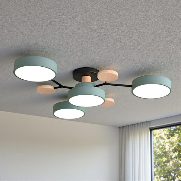 Moderne skandinavisk planmonteret loftlampe med flere lyskilder