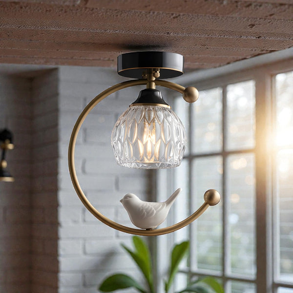 Moderne LED-loftlampe med fugle