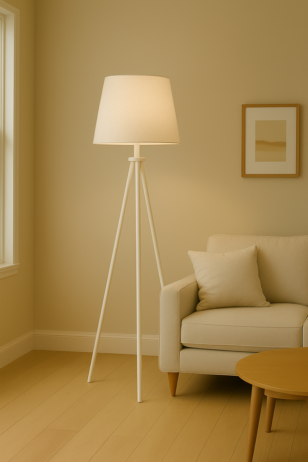 Moderne skandinavisk trebenet gulvlampe