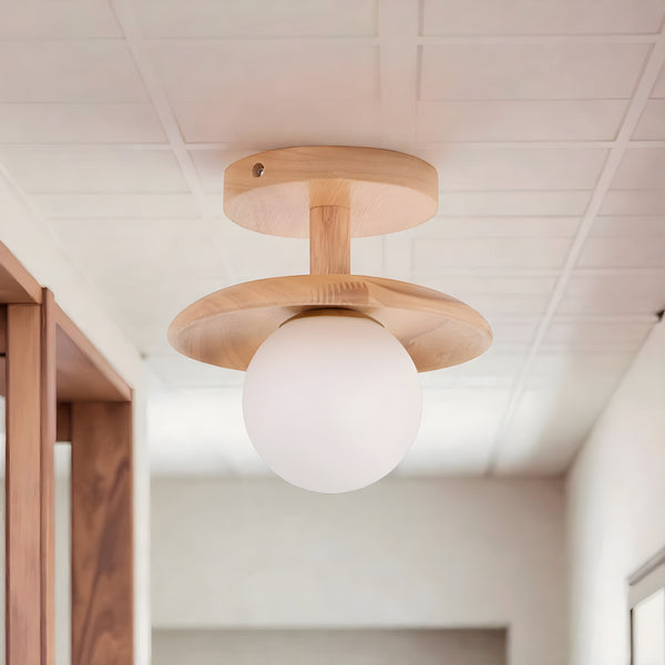 Moderne skandinavisk semi-planmonteret loftlampe med rund skive
