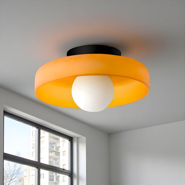 Rund moderne planmonteret loftlampe