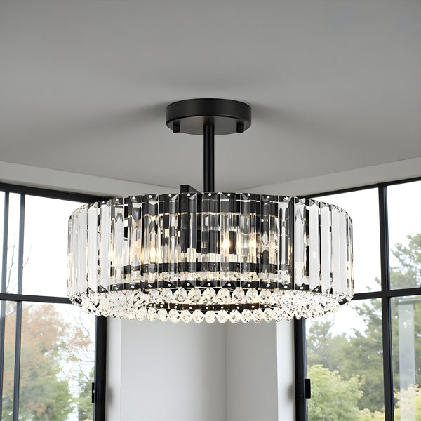 Moderne semi-planmonteret LED-loftlampe med cylinderskærm